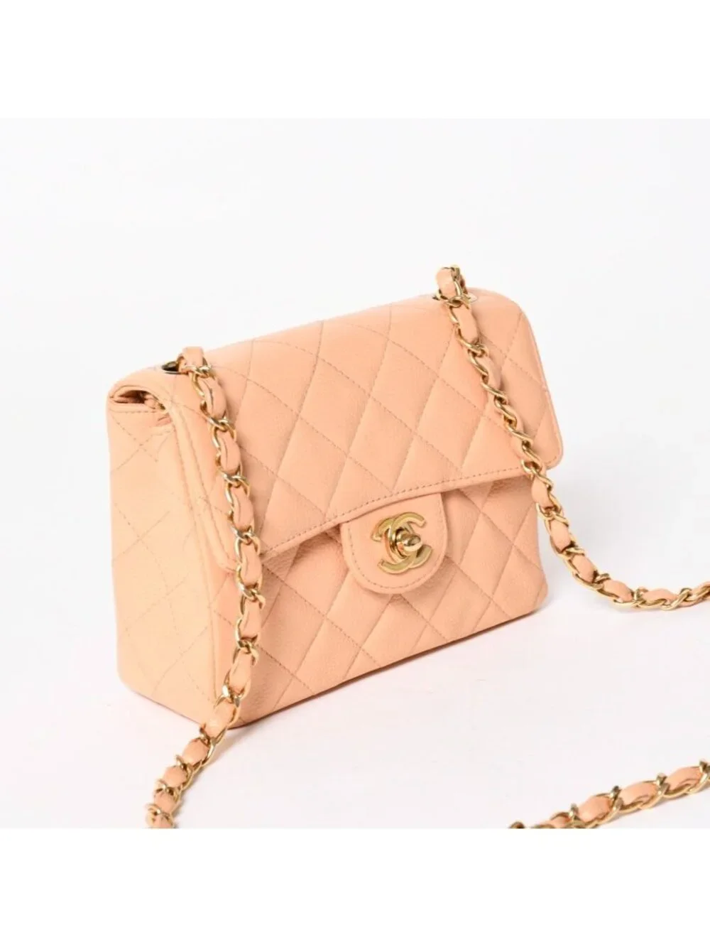Chanel Mini Quilted 17 S Flap S Chain Shoulder Bag CC Logo Caviar Leather